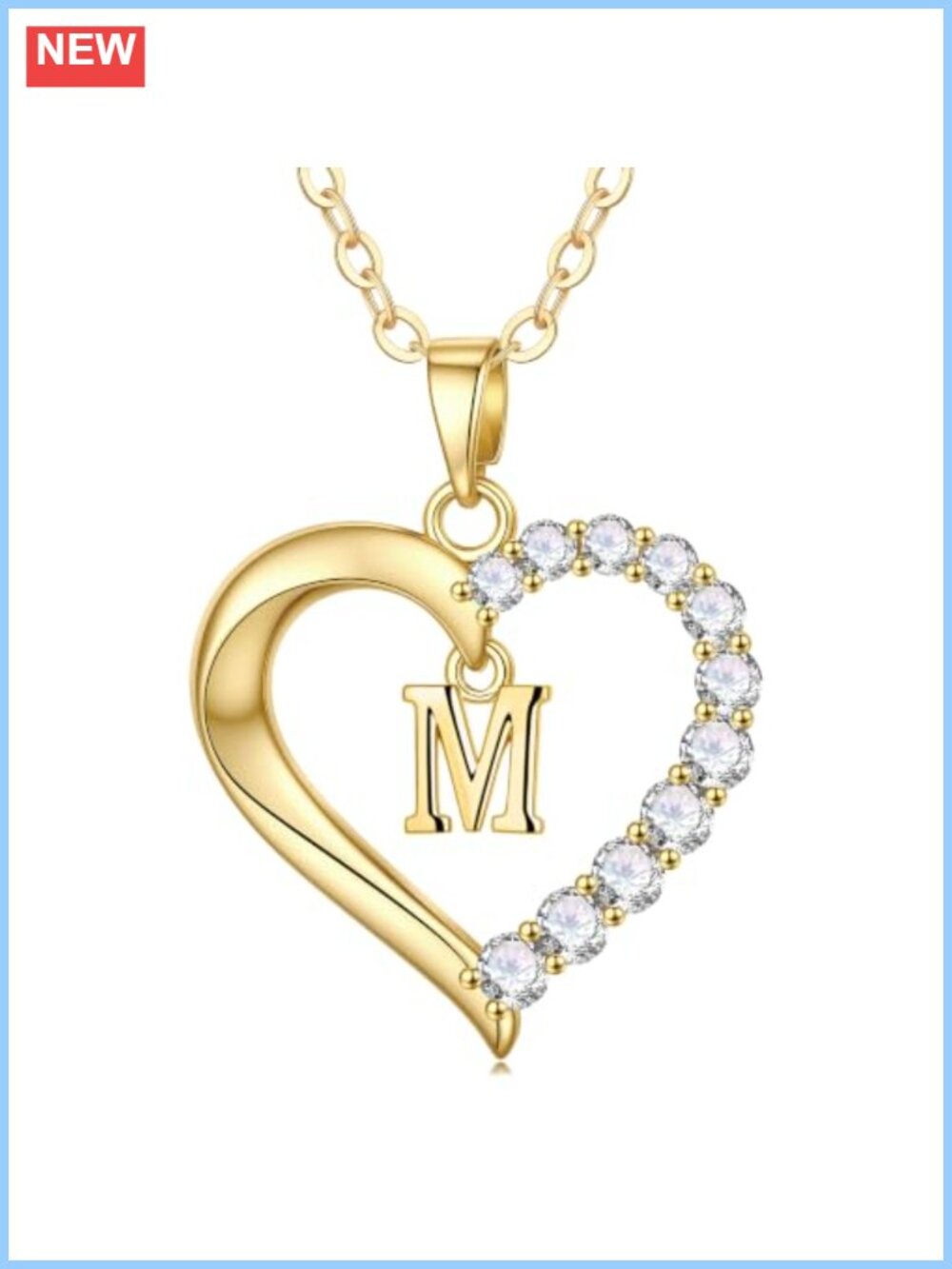 14K Gold Plated Initial Heart Necklace Dainty Layering Jewelry Birthday Gift